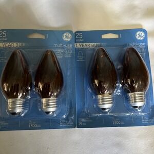 2/ GE 25W Decorative Flame Shape Bulbs – Amber - 2-Pack, Chandelier Style #75339